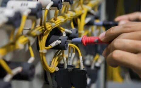 High-tech electrical wiring and circuit testing for modern industrial infrastructure.